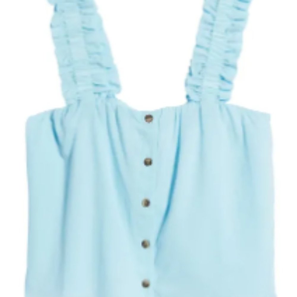 Ruffle Strap Cotton Tank Top - Picture 3 of 5
